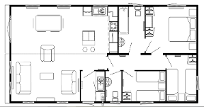 Three bedroom lodge layout,