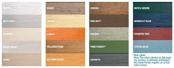 Canexel Colour range for Lodge Cabins
